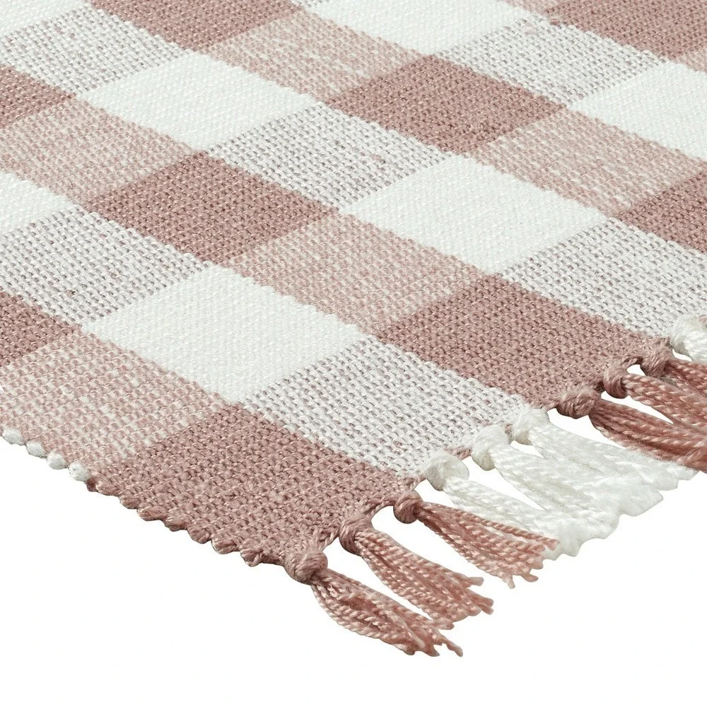 My Texas House Pink Gingham Fringe‎ Layering Rug, 24x38, Spring 2026